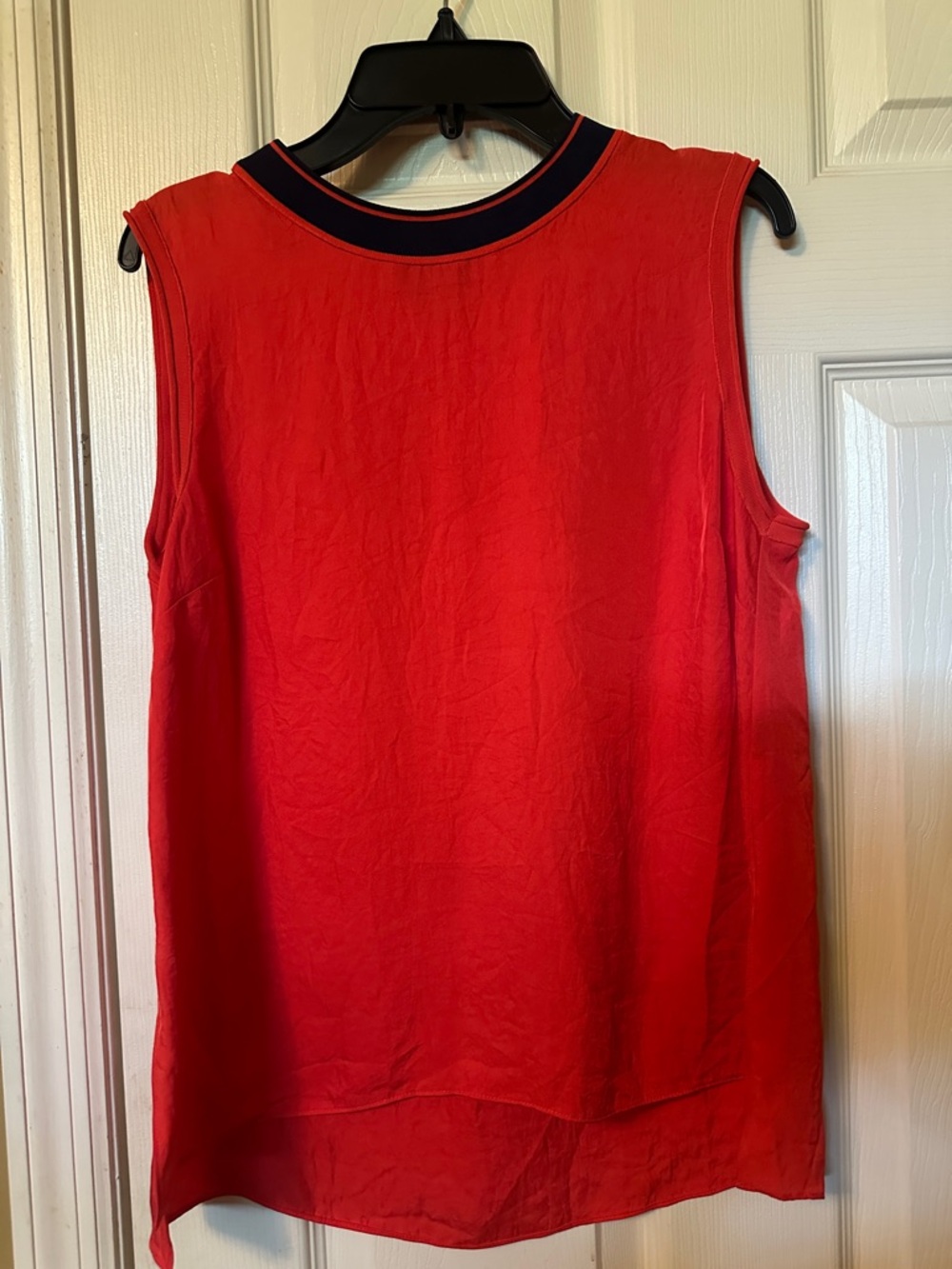 rag & bone Red Sleeveless Tank with Navy Trim